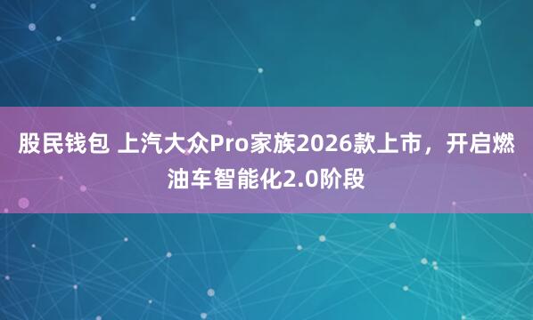 股民钱包 上汽大众Pro家族2026款上市，开启燃油车智能化2.0阶段