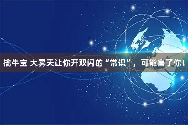 擒牛宝 大雾天让你开双闪的“常识”，可能害了你！